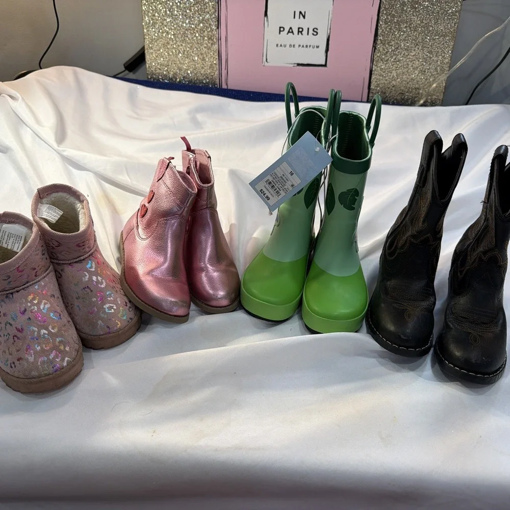 Lot of 4 Girls Ankle Boots Pink 9 /10 , All Rest R, 10 - Winter Spring Cowboy